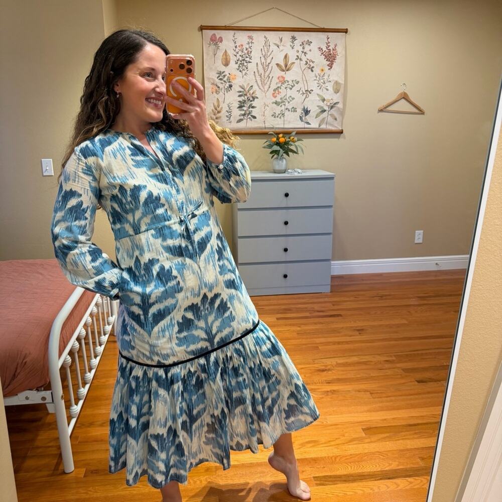 Tuckernuck Olivia James The Label Blue Cotton Long Sleeve Maxi Dress Small - Picture 4 of 14